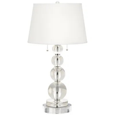 Vienna Full Spectrum Stacked Crystal Spheres Table Lamp With 8" Wide Round Riser