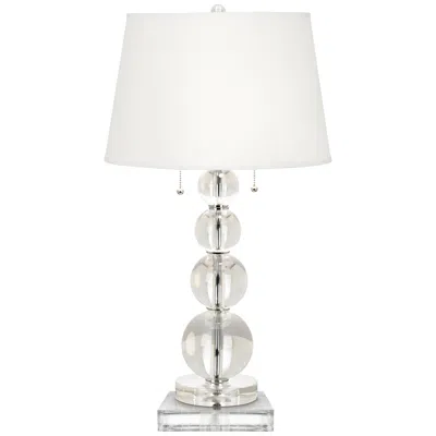 Vienna Full Spectrum Stacked Crystal Spheres Table Lamp With 8" Wide Square Riser