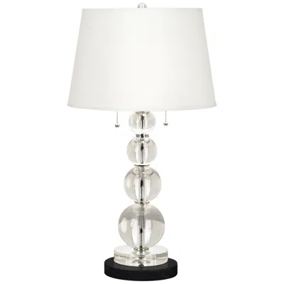 Vienna Full Spectrum Stacked Crystal Spheres Table Lamp With Round Black Marble Riser