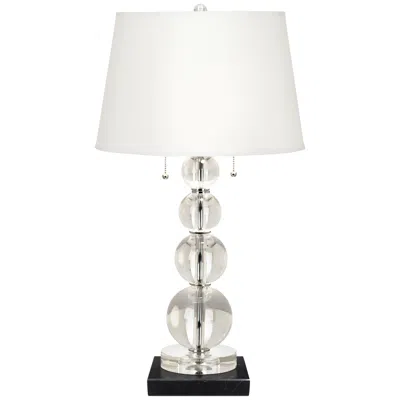 Vienna Full Spectrum Stacked Crystal Spheres Table Lamp With Square Black Marble Riser