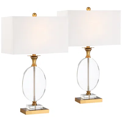 Vienna Full Spectrum Valerie 28" Oval Crystal And Gold Lamps Set Of 2