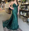 Vienna Prom Backless Sheer Cut Out Sequin Prom Dress In Green In Green