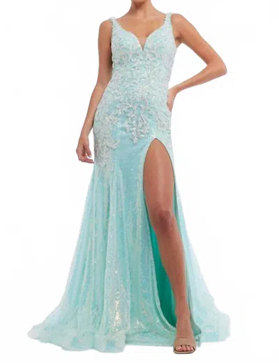 Vienna Prom Mermaid Dress In Mint In Blue