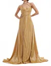 Vienna Prom One Shoulder A-line Prom Gown In Gold In Gold