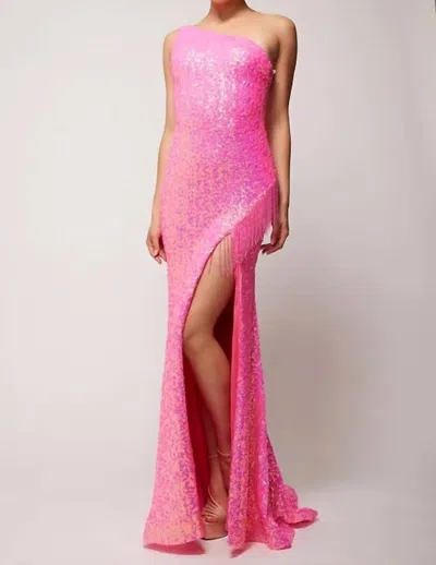 Vienna Prom Sequin Prom Dress Gown In Fuchsia In Pink