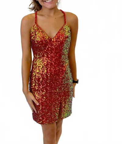 Vienna Prom Standout Sequin Cocktail Dress In Lava In Black