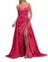 Vienna Prom Stunning Strapless Fit And Flare Gown In Fuchsia In Pink