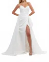 Vienna Prom Stunning Strapless Fit And Flare Gown In White In White
