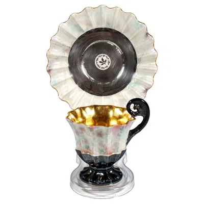 Pre-owned Viennese Imperial Porcelain Manufactory Viennese Imperial Porcelain Collecting Cup, Shell Cup With Silver And Gold, 1824 In Sand