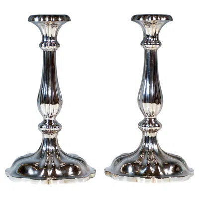 Pre-owned Viennese Manufactory Pair Of Antiqua Vienna Biedermeier Silver Candle Holders, Thomas Scheidl, 1864