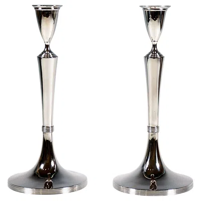 Pre-owned Viennese Manufactory Pair Of Antique Empire Silver Candle Holders, By Jakob Krautauer, Vienna, 1803