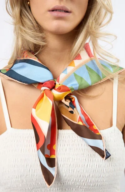 Viens Avec Moi Abstract Art Large Silk Square Scarf In Multi