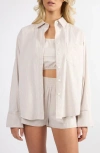 Viens Avec Moi Everyday Oversize Stripe Button-up Shirt In Brown