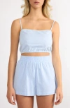 Viens Avec Moi Everyday Stripe Cotton Mini Top In Blue