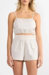 Viens Avec Moi Everyday Stripe Cotton Mini Top In Brown