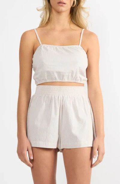 Viens Avec Moi Everyday Stripe Cotton Mini Top In Brown