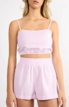 Viens Avec Moi Everyday Stripe Cotton Mini Top In Pink