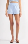 Viens Avec Moi Everyday Stripe Cotton Shorts In Blue