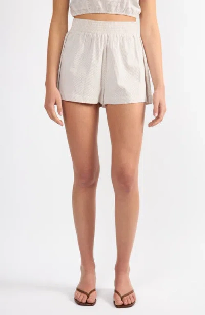 Viens Avec Moi Everyday Stripe Cotton Shorts In Brown