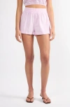 Viens Avec Moi Everyday Stripe Cotton Shorts In Pink