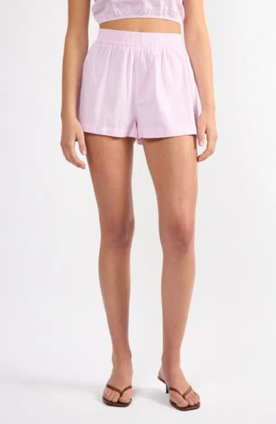 Viens Avec Moi Everyday Stripe Cotton Shorts In Pink