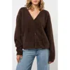 Viens Avec Moi Faux Fur Button-up Cardigan In Brown