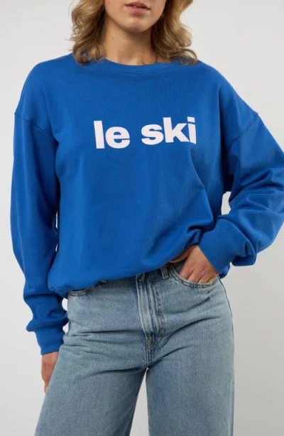 Viens Avec Moi Le Ski Cotton Graphic Sweatshirt In Blue