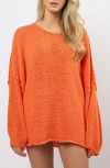 Viens Avec Moi Lightweight Relaxed Fit Sweater In Orange