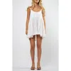 Viens Avec Moi Linen Blend Babydoll Mini Sundress In White