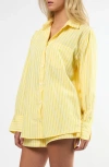 Viens Avec Moi Seaside Stripe Cotton Blend Button-up Shirt