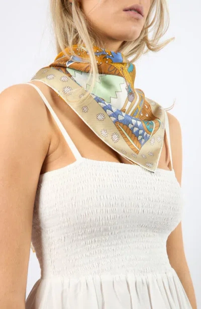 Viens Avec Moi Sunrise Large Silk Square Scarf In Multi