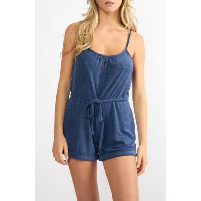 Viens Avec Moi The Coastal Terry Cloth Cover-up Shirtdress In Blue