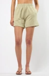 Viens Avec Moi The Lakeside Set Cotton Graphic Sweat Shorts In Green