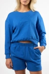 Viens Avec Moi The Lakeside Set Cotton Graphic Sweatshirt In Blue