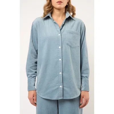 Viens Avec Moi The Odyssey Relaxed Button-up Corduroy Shirt In Blue