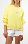 Viens Avec Moi The Oh Là Là Cotton Graphic Sweatshirt In Yellow