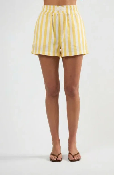 Viens Avec Moi The Paloma Stripe Shorts In Yellow