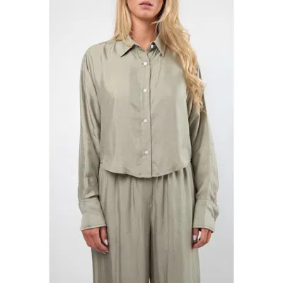 Viens Avec Moi The Riviera Cupro Blend Crop Blouse In Green