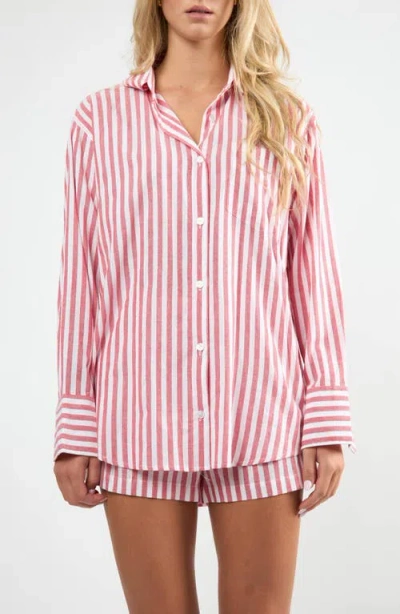 Viens Avec Moi The Summer Cotton Boyfriend Shirt In Pink