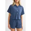 Viens Avec Moi The Terry Button-up Shirt & Shorts Set