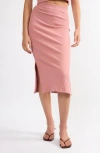 Viens Avec Moi Timeless Cotton Blend Ribbed Skirt In Pink