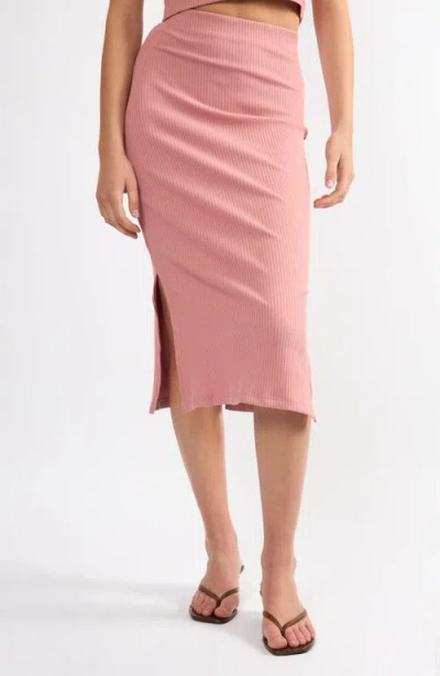 Viens Avec Moi Timeless Cotton Blend Ribbed Skirt In Pink