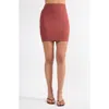 Viens Avec Moi Timeless Rib Knit Miniskirt In Burgundy