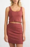 Viens Avec Moi Timeless Rib Knit Tank In Burgundy