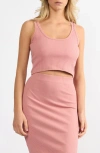 Viens Avec Moi Timeless Ribbed Crop Tank In Pink