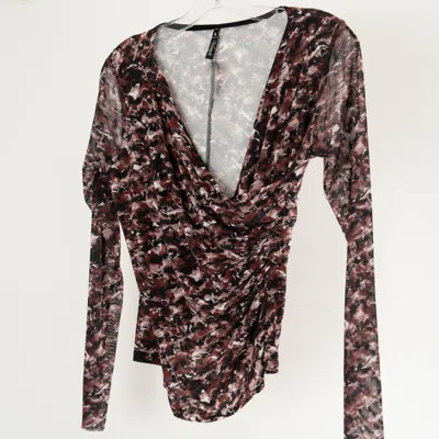 Viereck Celeste Ruched Surplice Top - Mocha Marble In Brown