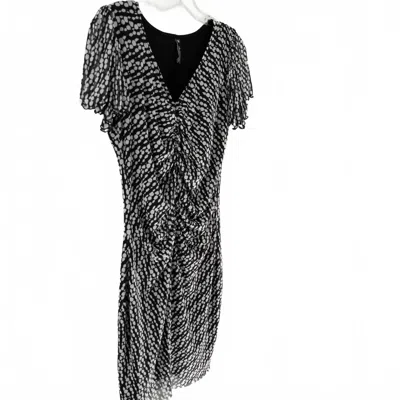 Viereck Women's Ruched Polka Dot Midi Dress In Dots In Black