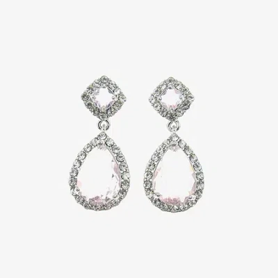 Vieste Rosa Halo Womens Green Crystal Pear Drop Earrings In Pink