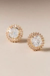 Vieste Rosa Round Halo Crystal Post Earrings In Gold