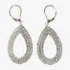 Vieste Rosa Womens Crystal Oval Drop Earrings In Silver